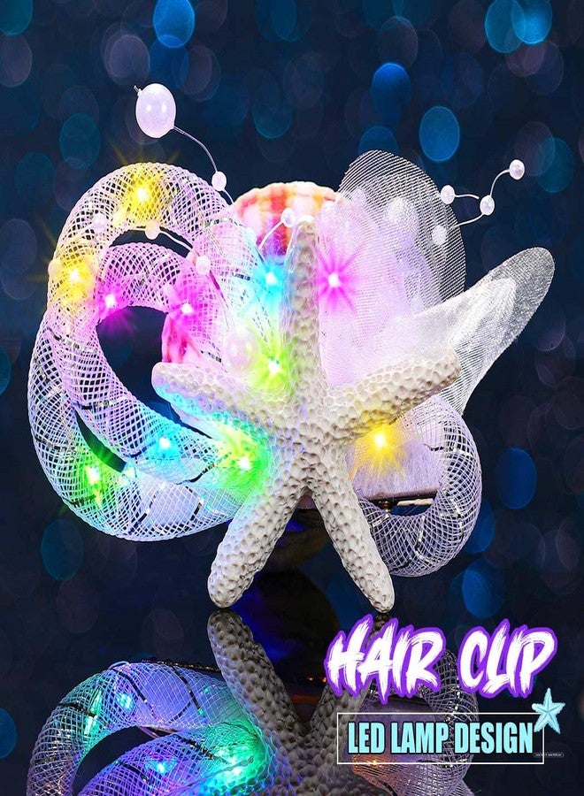 EVILD Light Up Starfish Hair Clip Mermaid Hair Accessories Glowing Shell Hair Barrette for Women - Image 4